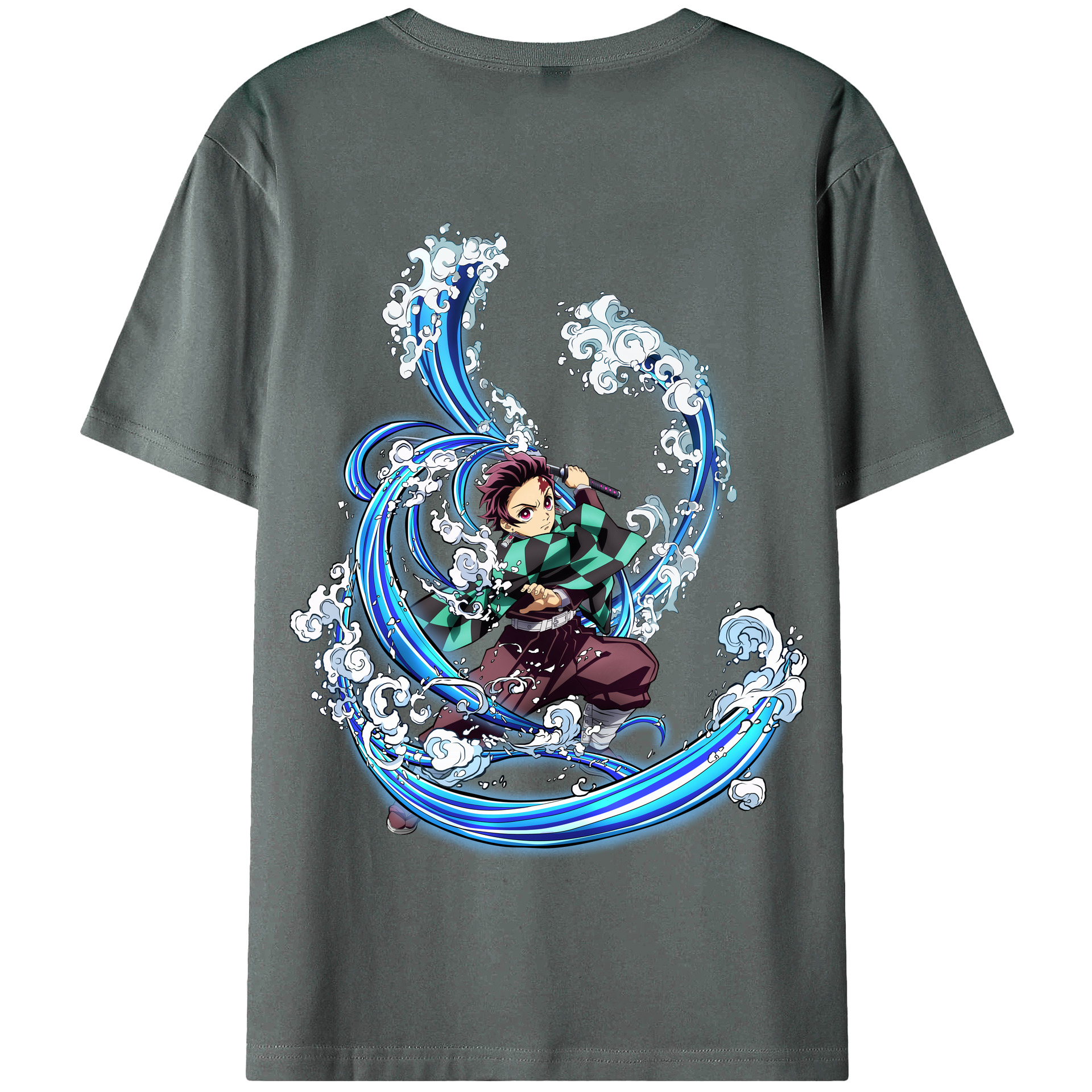 （画像用） 鬼滅の刃 竈門 炭治郎／かまど たんじろう Kamado Tanjirou 綿100％半袖Tシャツ（背面プリント）